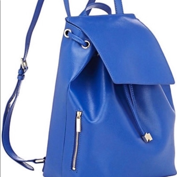 SOLD - Barneys New York Blue Leather Backpack - Picture 2 of 4